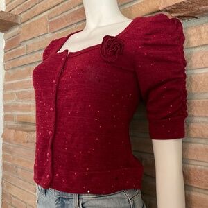 Vintage Red Sequined Sweater